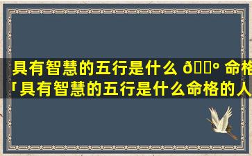 具有智慧的五行是什么 🌺 命格「具有智慧的五行是什么命格的人」